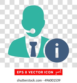 Vector Help Desk EPS vector pictograph. Illustration style is flat iconic bicolor cobalt and cyan symbol on a transparent background.