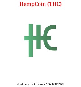 Vector HempCoin (THC) digital cryptocurrency logo. HempCoin (THC) icon. Vector illustration isolated on white background.