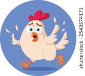 
Vector Hen Character Running Away Vector Cartoon. Farm animal feeling panicked and shocked acting stressed out 
