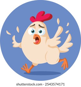 
Vector Hen Character Running Away Vector Cartoon. Farm animal feeling panicked and shocked acting stressed out 
