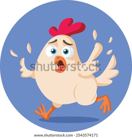 
Vector Hen Character Running Away Vector Cartoon. Farm animal feeling panicked and shocked acting stressed out 
