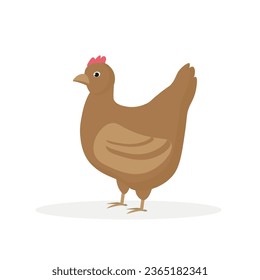 Vector hen. Flat illustration. Suitable for animation, using in web, apps, books, education projects. No transparency, solid colors only. Svg, lottie without bags. svg