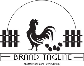 Vector of hen laying eggs in its nest on white background.For farm chicken logo.