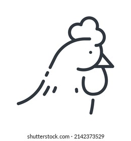 Vector hen  line icon isolated on transparent background. 
