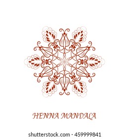 Vector Henna Color Flower Mandala over white background. Arabic, indian, asian motifs.