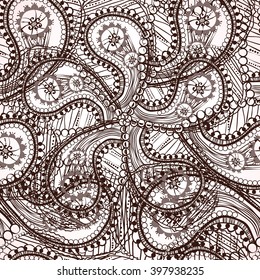 vector henna ethnic flowers. Seamless pattern