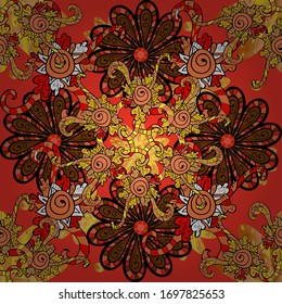 Vector Henna style. Ethnic Mandala towel. Can be used for greeting business card background, coloring book, backdrop, textile. Seamless ornament print. Border Indian paisley patten.