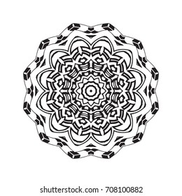 Vector henna tatoo mandala. Geometric style. for greeting card, invitation, tattoo, yoga symbol, coloring page.
