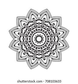 Vector henna tatoo mandala. Geometric style. for greeting card, invitation, tattoo, yoga symbol, coloring page.