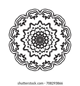 Vector henna tatoo mandala. Geometric style. for greeting card, invitation, tattoo, yoga symbol, coloring page.