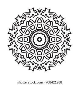 Vector henna tatoo mandala. Geometric style. for greeting card, invitation, tattoo, yoga symbol, coloring page.