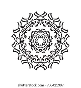 Vector henna tatoo mandala. Geometric style. for greeting card, invitation, tattoo, yoga symbol, coloring page.