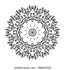 Vector henna tatoo mandala. Geometric style. for greeting card, invitation, tattoo, yoga symbol, coloring page.