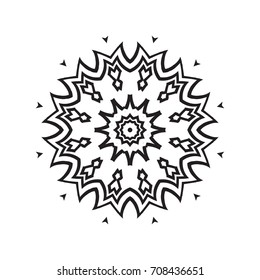 Vector henna tatoo mandala. Geometric style. for greeting card, invitation, tattoo, yoga symbol, coloring page.