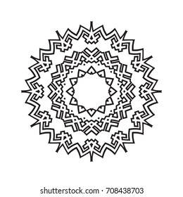 Vector henna tatoo mandala. Geometric style. for greeting card, invitation, tattoo, yoga symbol, coloring page.