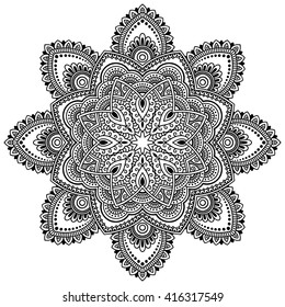 Vector henna tatoo mandala. Mehndi style.