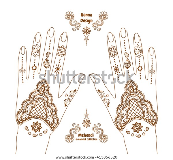 Vector Henna Tattoo Hands Background Mehendi Stock Vector (Royalty Free ...