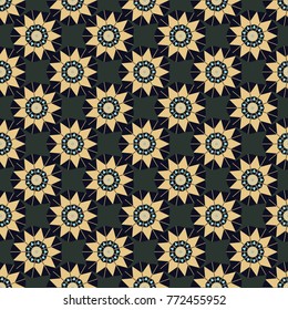 Vector Henna tattoo style. Can be used for textile, greeting card, coloring book, phone case print. Beige, gray and blue Indian floral paisley medallion. Ethnic Mandala seamless pattern.