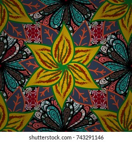 Vector Henna tattoo style. Ethnic Mandala ornament. Can be used for textile, greeting card, coloring book, phone case print. Indian floral paisley medallion pattern.