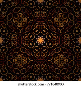 Vector Henna tattoo style. Ethnic Mandala seamless pattern. Can be used for textile, greeting card, coloring book, phone case print. Red, black and orange Indian floral paisley medallion.