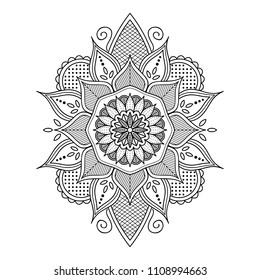 Vector Henna Tattoo style. Hand drawn background. Islam, Arabic, Pakistan, Moroccan, Turkish, Indian, Spain motifs. Can be used for coloring book, greeting card, phone case print, etc.