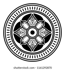 Vector Henna Tattoo style. Hand drawn background. Ethnic Mandala ornament, circular decorative element.Can be used for coloring book, greeting card, phone case print, etc. Vector illustration EPS 10