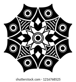 Vector Henna Tattoo style. Hand drawn background. Ethnic Mandala ornament, circular decorative element. Can be used for coloring book, greeting card, phone case print, etc. Vector illustration EPS10