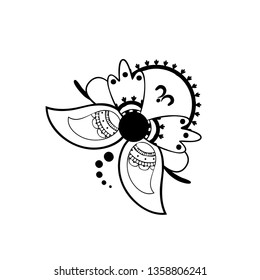 Vector henna tattoo style. Mandala element in boho style. Graphic elements on a floral theme