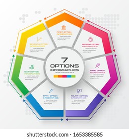 Vector heptagon element for infographic,Business concept with 7 options.