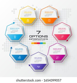 Vector heptagon element for infographic,Business concept with 7 options.