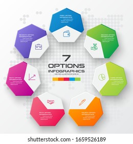 Vector heptagon element for infographic,Business concept with 7 options.