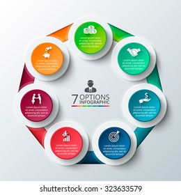 Vector heptagon for infographic. Template for cycle diagram, graph, presentation and round chart. Business concept with 7 options, parts, steps or processes. Data visualization.