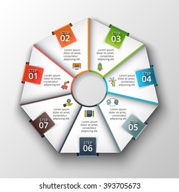 Vector heptagon infographic. Template for cycle diagram, graph, presentation and chart. Business concept with 7 options, parts, steps or processes. Data visualization.