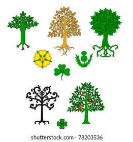Vector Heraldic  elements : Trees and Plants