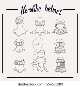 Vector Heraldic helmet set
