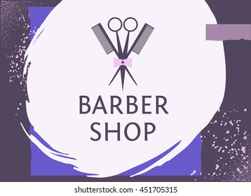 Vector heraldic logo for a hairdressing salon. Template logotype for corporate style barbershop. Status and elegance.