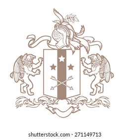 Vector heraldic royal crests coat of arms. Heraldry template on white background.