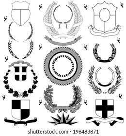 Vector of Heraldic Royal elements on white background