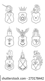  Vector heraldry emblem collection. Coat of arms template.