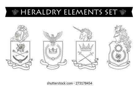  Vector heraldry emblem collection. Coat of arms template.