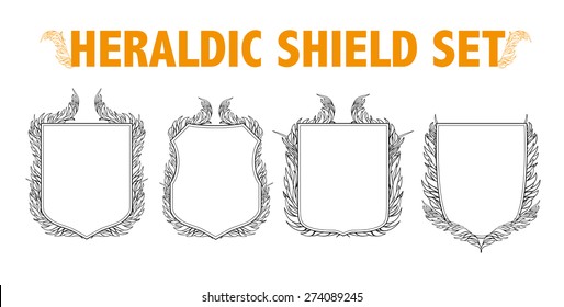  Vector heraldry emblem collection. Coat of arms template.