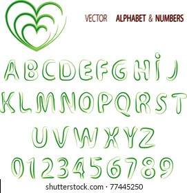 Vector herbal alphabet and numbers