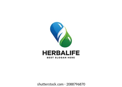 Vector Herbal Pill Logo Template