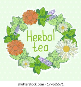 Vector Herbal tea sign. 