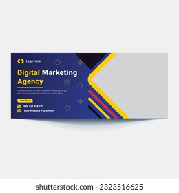 Vector hero banner of digital marketing. Marketing website header with words 'digital marketing'