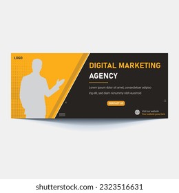 Vector hero banner of digital marketing. Marketing website header with words 'digital marketing'