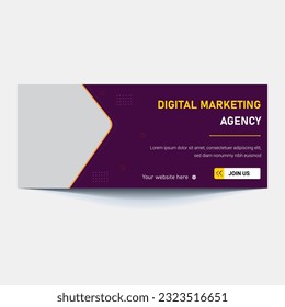 Vector hero banner of digital marketing. Marketing website header with words 'digital marketing'