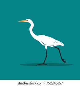 Vector of Heron or egret design (Ciconiiformes, Ardeidae) on blue background. Bird, Animals.