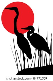 vector heron silhouettes