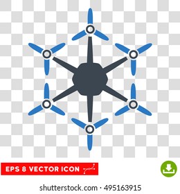 Vector Hexacopter EPS vector icon. Illustration style is flat iconic bicolor smooth blue symbol on a transparent background.